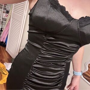 Elegant Black Ruched Dress